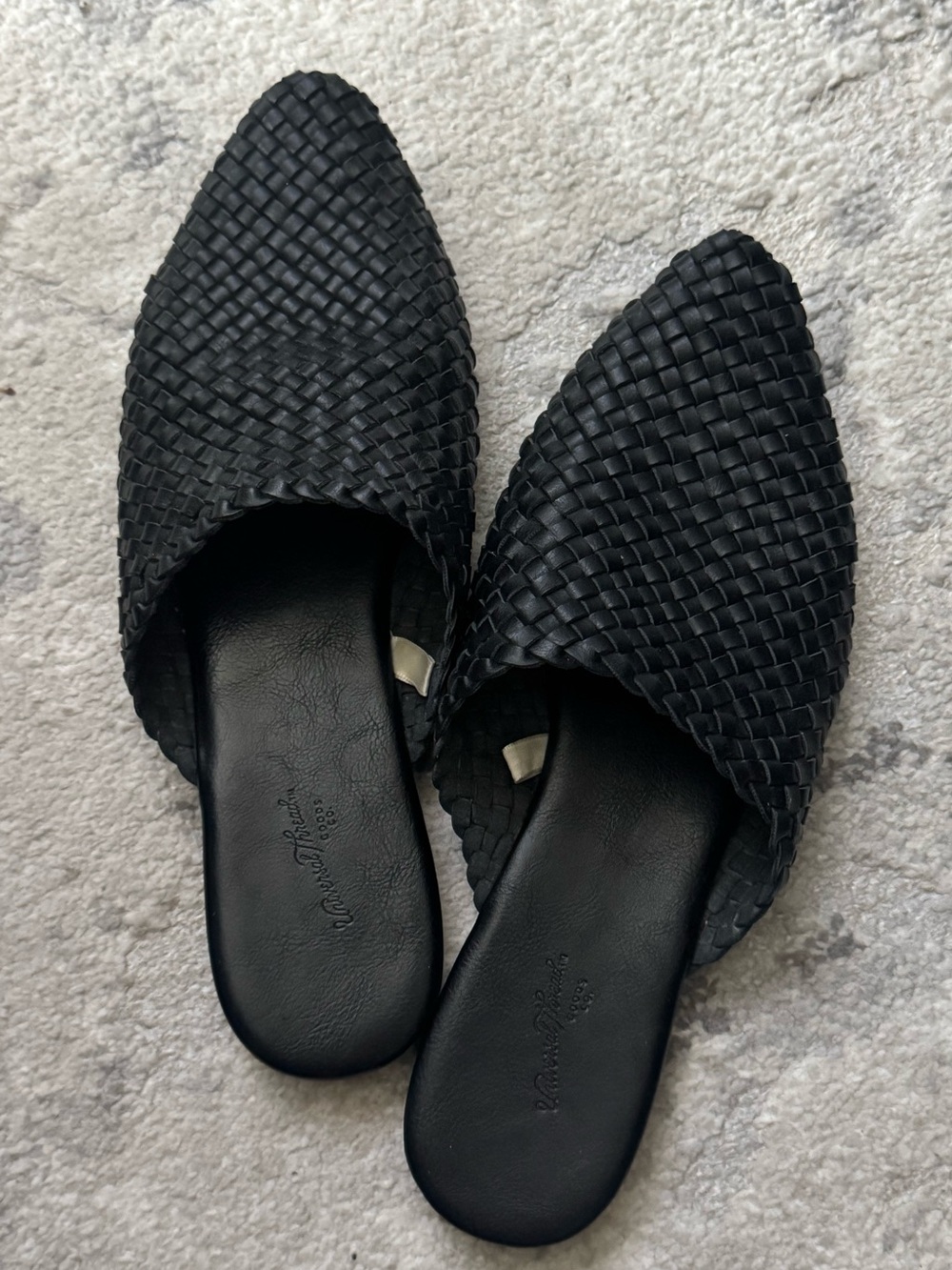 Shoes Black Woven Pointed-Toe Mule-9